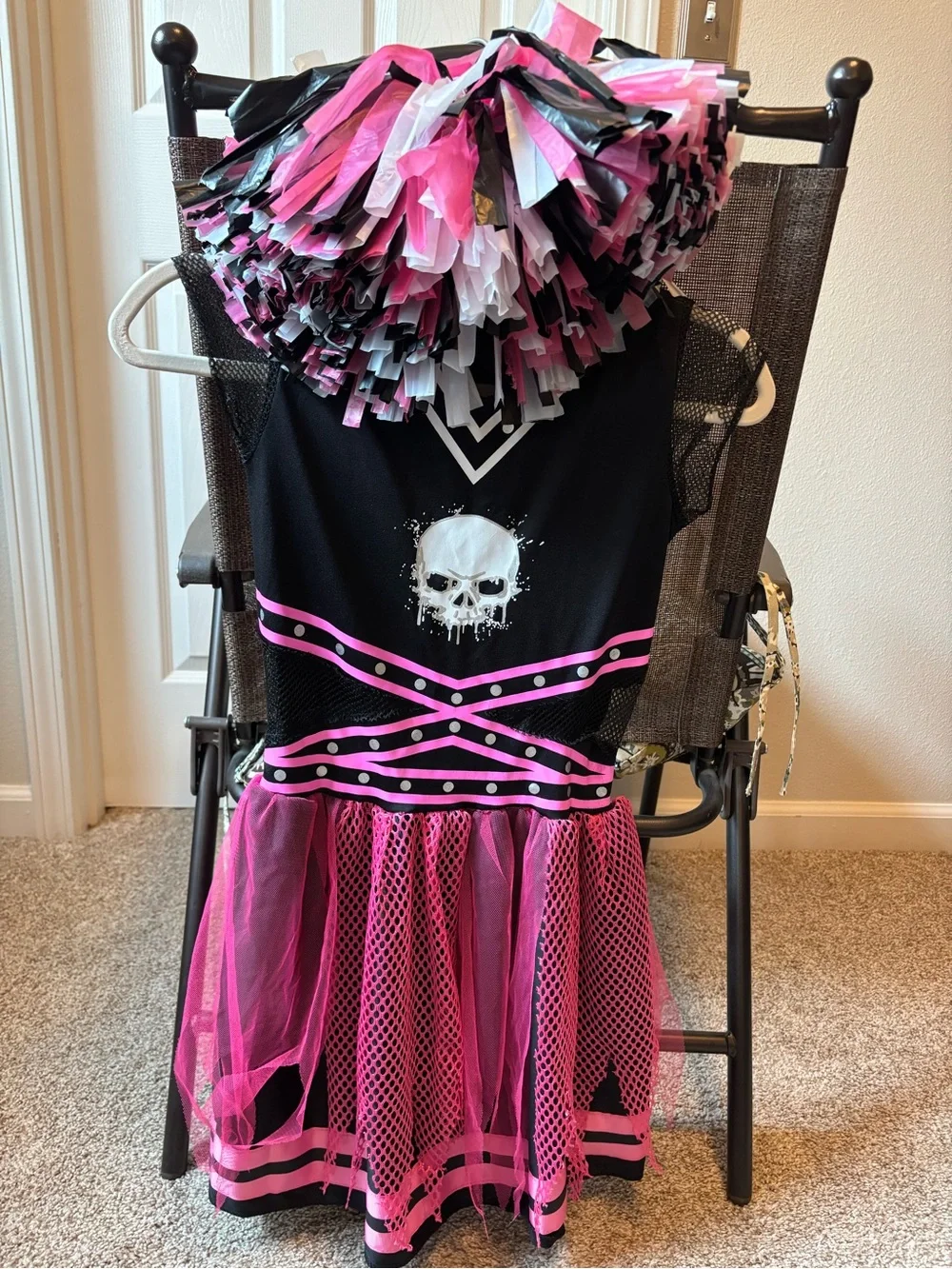 Spirit Kids Black and Pink Skull Cheerleader Costume